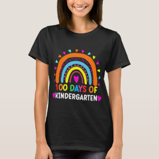 100 Days Of Kindergarten School Rainbow Teacher Sm T-Shirt