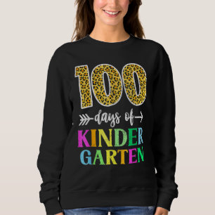100 Days Of Kindergarten School Teacher Leopard 10 Sweatshirt