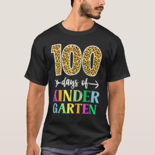 100 Days Of Kindergarten School Teacher Leopard 10 T-Shirt