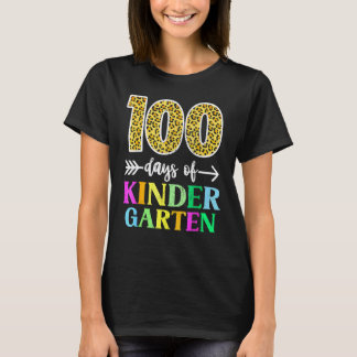 100 Days of Kindergarten School Teacher Leopard 10 T-Shirt