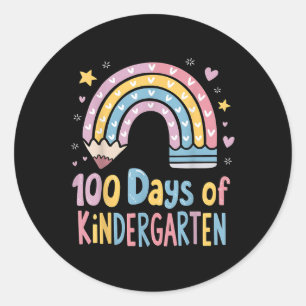 100 Days Of Kindergarten Shirt Girls 100th Day Classic Round Sticker