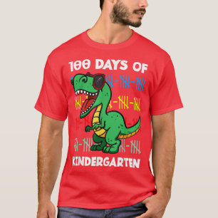 100 Days Of Kindergarten T-rex Dino Preschool Stud T-Shirt