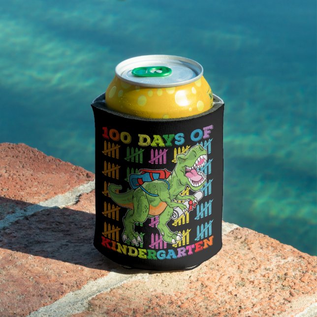 100 Days Of Kindergarten T Rex Dinosaur School Can Cooler (In Situ Pool)