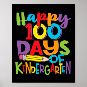 100 Days Of Kindergarten Teacher And Kids Colourfu Poster