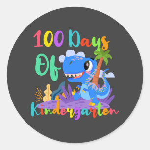 100 Days Of Kindergarten Teacher Dinosaur Sticker