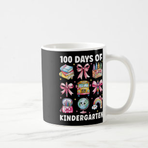 100 Days Of Kindergarten Teacher Kids Coquette Bow Coffee Mug