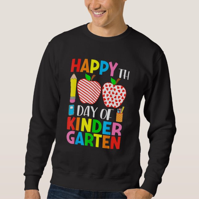 100 Days Of Kindergarten Teacher & Student Hearts  Sweatshirt (Front)
