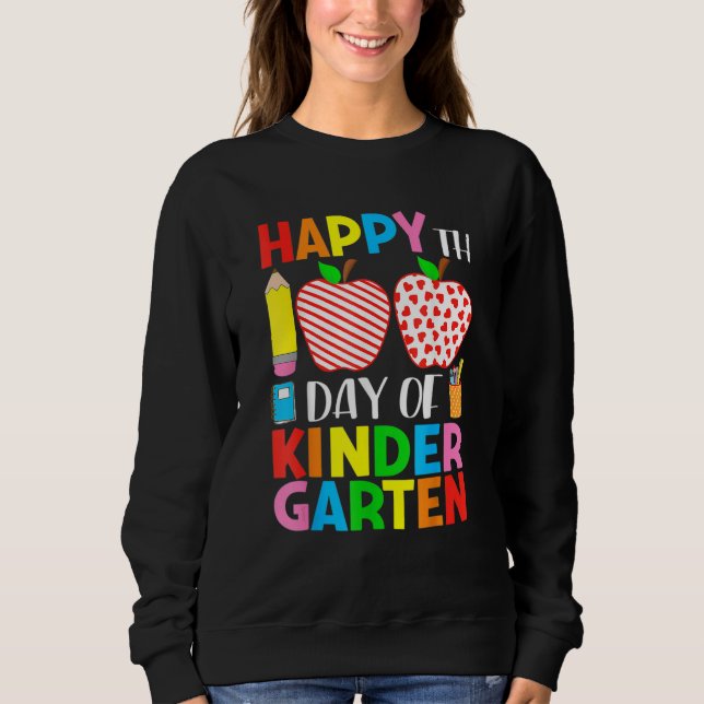 100 Days Of Kindergarten Teacher & Student Hearts  Sweatshirt (Front)