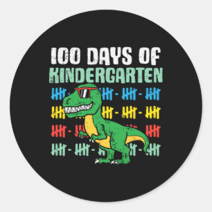 100 days of kindergarten trex dinosaur 100th day s classic round sticker