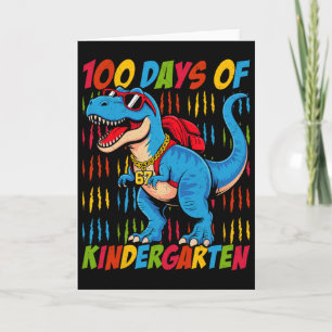 100 Days Of Kindergarten Trex Dinosaur Kids Boys S Card