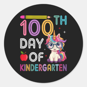 100 Days Of Kindergarten Unicorn 100th Day Of Classic Round Sticker