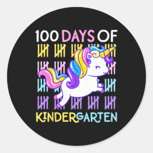 100 Days Of Kindergarten Unicorn Teacher Girls Tod Classic Round Sticker