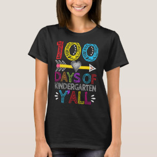 100 Days Of Kindergarten Y'all Heart Teacher Kids T-Shirt