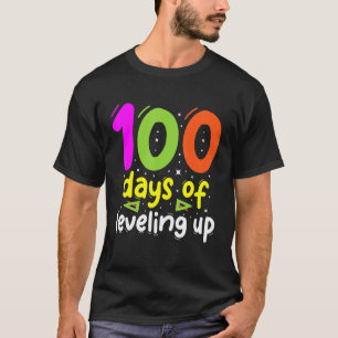 100 Days of Levelling up Kids Gamer Gaming Boys 10 T-Shirt