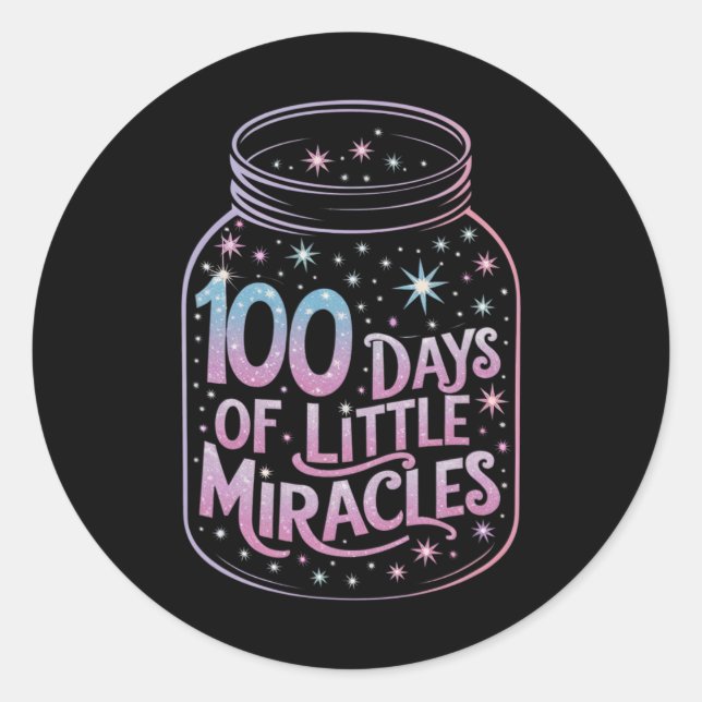 100 Days Of Little Miracles Magical Jar Gratitude  Classic Round Sticker (Front)