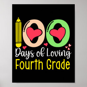 100 Days Of Loving 4th Grade 100th Day Of School T Poster