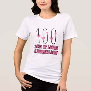100 Days Of Loving Kindergarten Heart Teacher Vale Tri-Blend Shirt