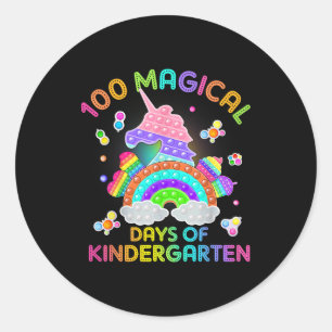100 Days Of Magical Kinder Learning School Unicorn Classic Round Sticker
