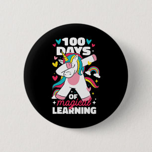 100 days of magical learning 100th day of school u 6 cm round badge