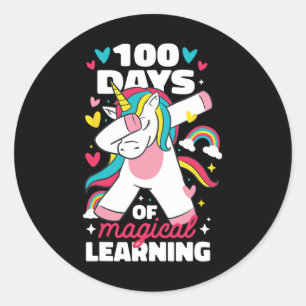 100 days of magical learning 100th day of school u classic round sticker
