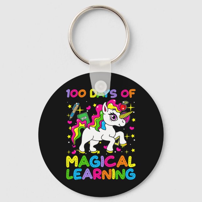 100 days of magical learning 100th day of school u key ring (Front)