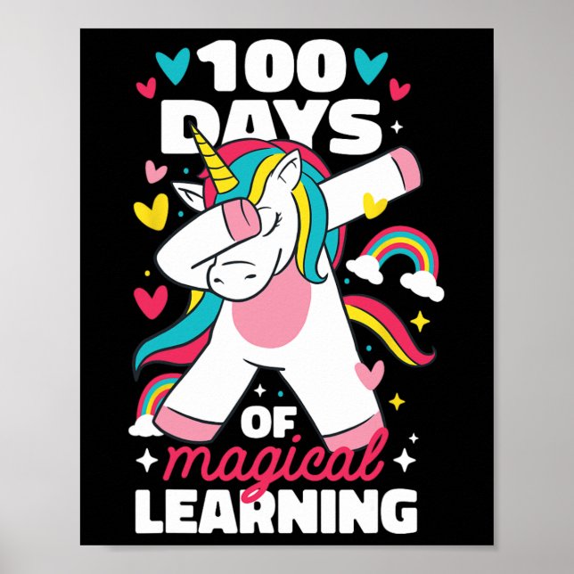 100 days of magical learning 100th day of school u poster (Front)