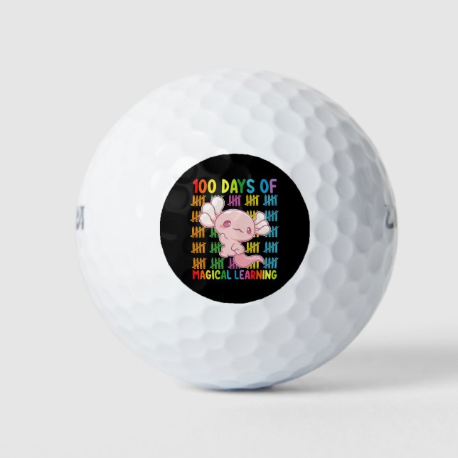 100 Days Of Magical Learning Axolotl School Golf Balls (Front)
