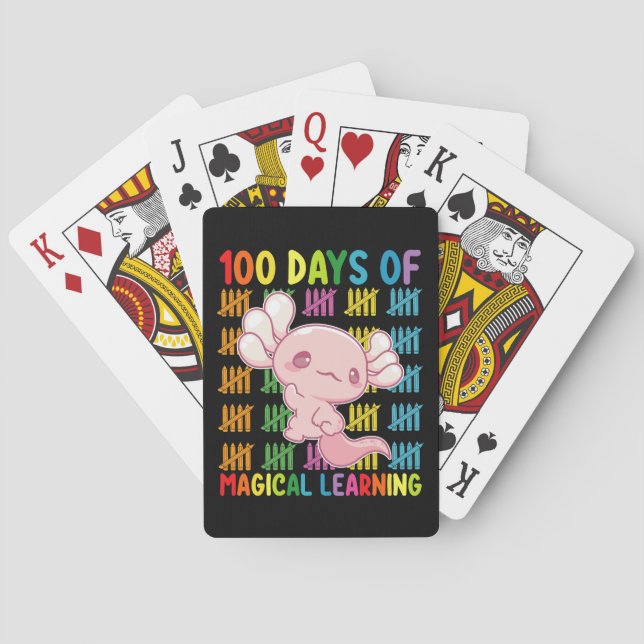 100 Days Of Magical Learning Axolotl School Playing Cards (Back)