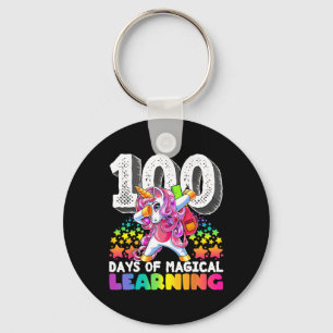 100 days of magical learning dabbing unicorn gift key ring