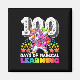 100 days of magical learning dabbing unicorn gift  magnet