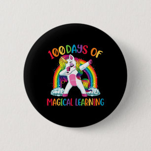 100 days of magical learning dabbing unicorn girls 6 cm round badge