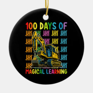 100 Days Of Magical Learning Excavator School Ceramic Ornament