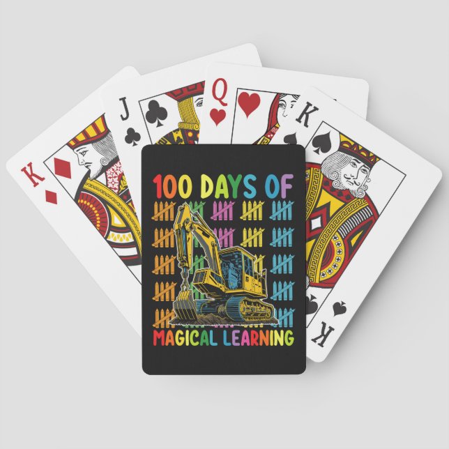100 Days Of Magical Learning Excavator School Playing Cards (Back)