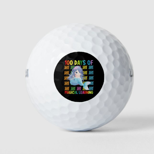100 Days Of Magical Learning Mermaid School Golf Balls (Front)