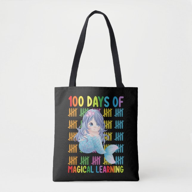 100 Days Of Magical Learning Mermaid School Tote Bag (Front)