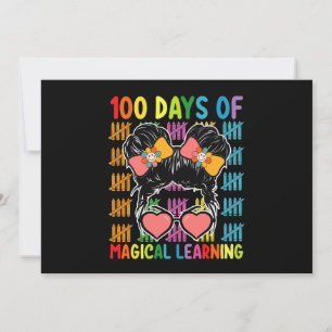 100 Days Of Magical Learning Messy Bun School Invitation