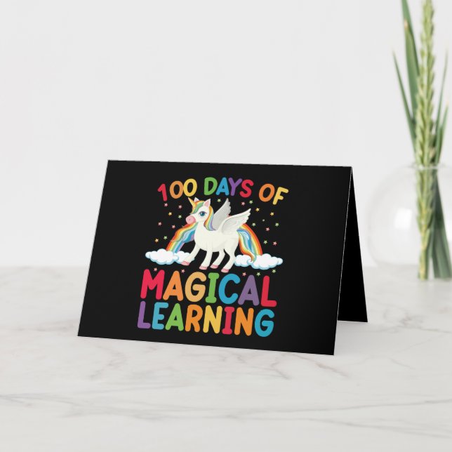 100 Days Of Magical Learning School Unicorn Girls  Card (Front)