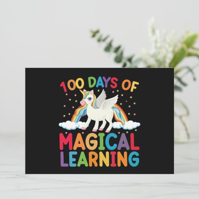100 Days Of Magical Learning School Unicorn Girls  Invitation (Standing Front)