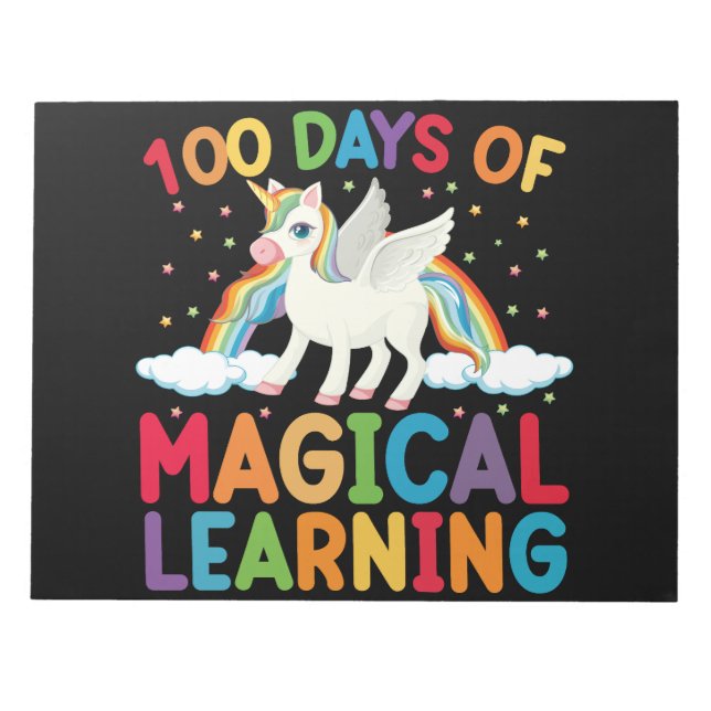 100 Days Of Magical Learning School Unicorn Girls  Notepad (Front)