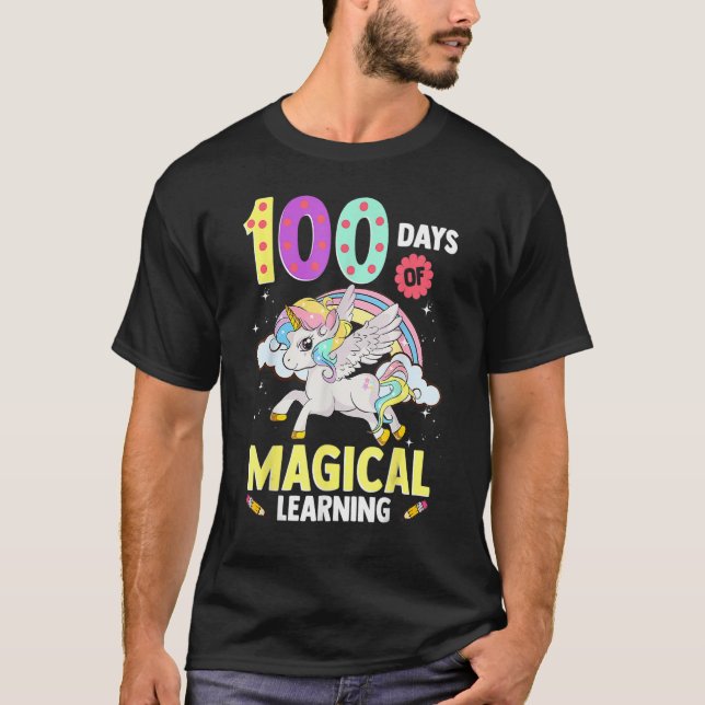 100 Days Of Magical Learning Shirt Unicorn Adorabl (Front)