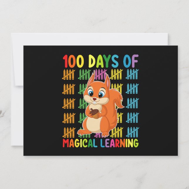 100 Days Of Magical Learning Squirrel School Invitation (Front)