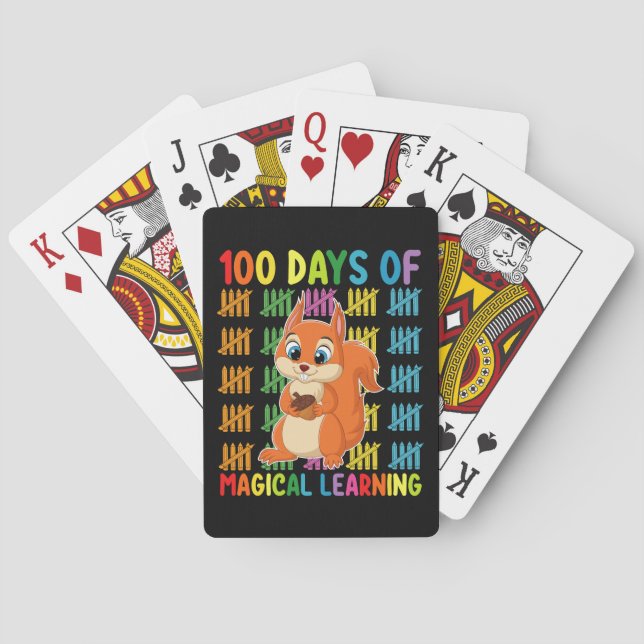100 Days Of Magical Learning Squirrel School Playing Cards (Back)
