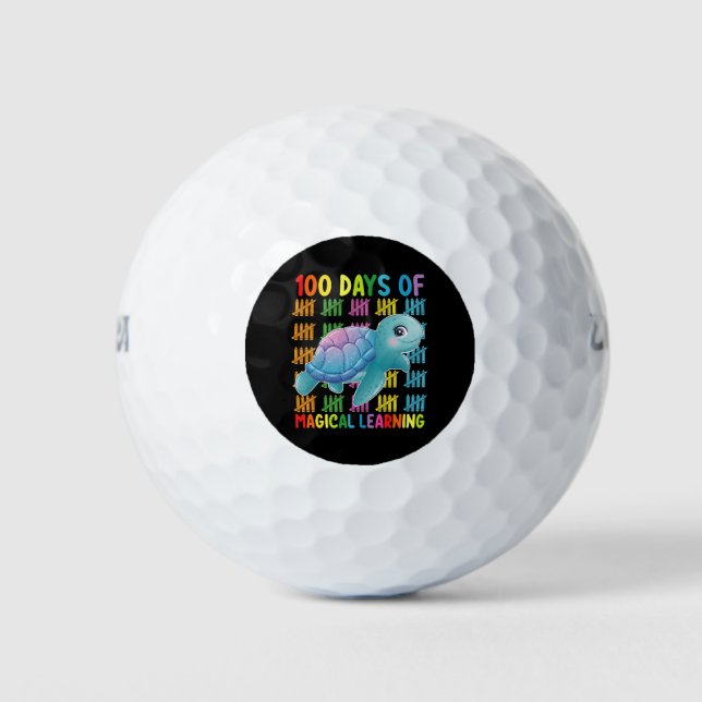 100 Days Of Magical Learning Turtle School Golf Balls (Front)