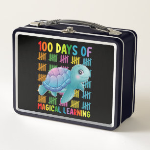 100 Days Of Magical Learning Turtle School Metal Lunch Box