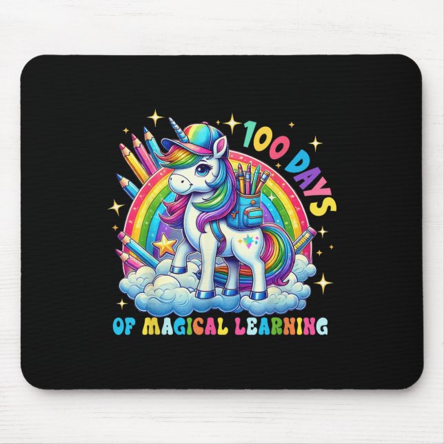 100 Days Of Magical Learning Unicorn 100th Day Mouse Pad (Front)