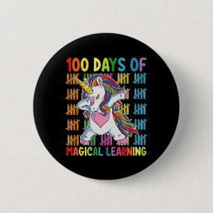 100 Days Of Magical Learning Unicorn School 6 Cm Round Badge