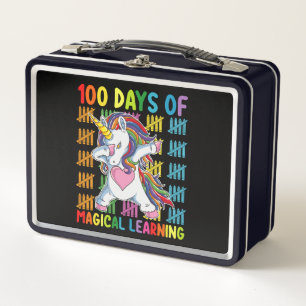 100 Days Of Magical Learning Unicorn School Metal Lunch Box
