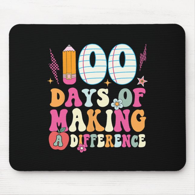 100 Days Of Making A Difference 100th Day Of Schoo Mouse Pad (Front)