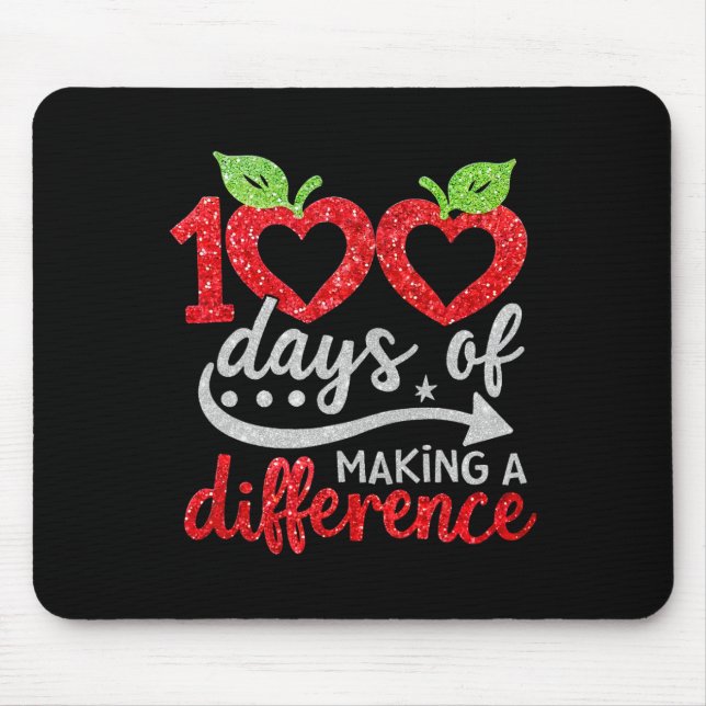 100 Days Of Making A Difference Apple Heart Teache Mouse Pad (Front)