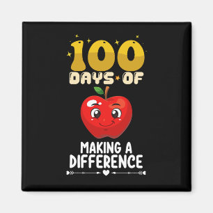 100 Days Of Making A Difference Apple Magnet